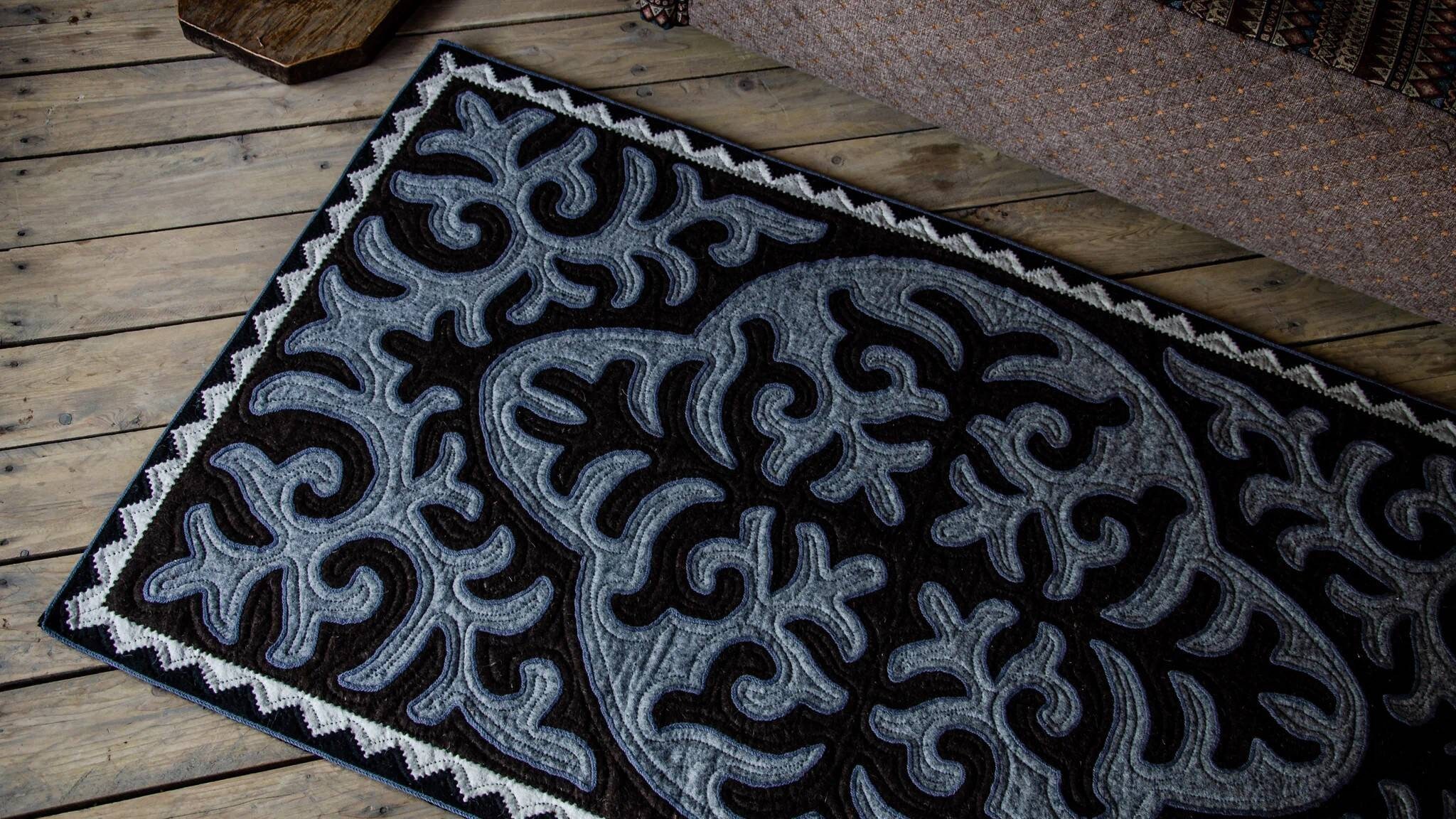 Kyrgyz Felted Wool Rug, Custom Made to Order Shyrdak Rug, Large Bedroom Wool Rug, Wool Living