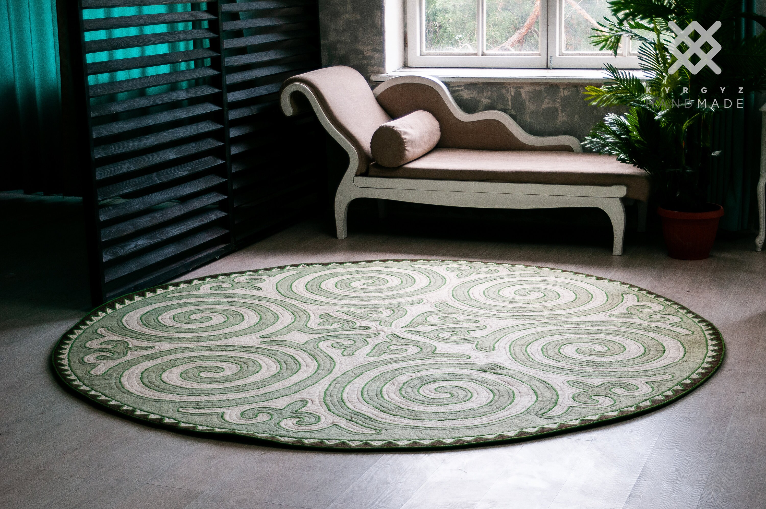 Round WOOL Rug Kyrgyz shyrdak Handmade felt carpet 100 Etsy