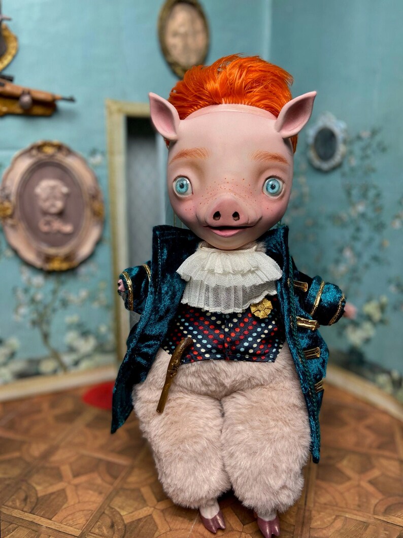 Pig Blythe doll, Custom Blythe, creepy cute, collectible doll, a Pig Blythe doll, Custom Blythe, creepy cute, collectible doll, a
