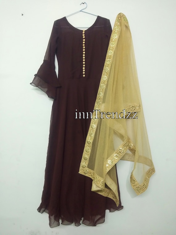 maroon long frock