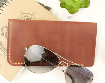 Personalized Baby Elephant Genuine Leather Eyeglass Case