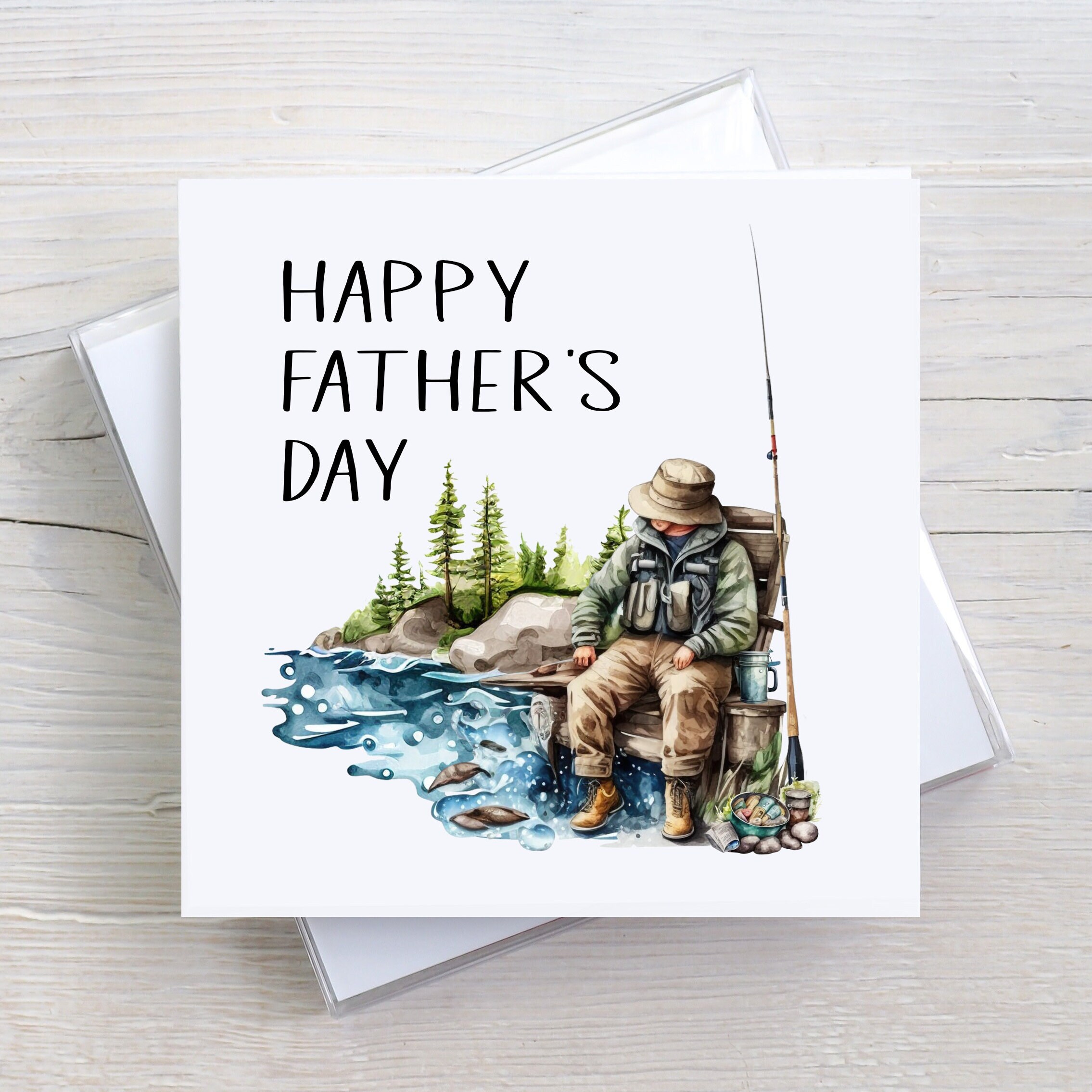 AGAPE LOVE CARDS Fathers Day Card - Fishing Themed Greeting Card For Dad - View #3