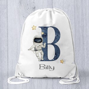 Personalised Boy's Backpack | Spaceman Drawstring Bag | Gift for Space Lover | Astronaut Bag | Bag for Nursery or Preschool | Custom Gift