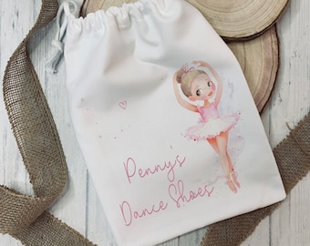 Personalised Dance Bag | Dance Shoes Drawstring Bag | Ballet Bag