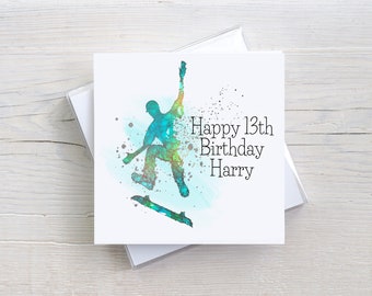 Personalised Skateboarding Card | Skateboard Birthday Card | Age Birthday Card