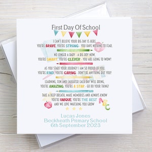 First Day of School Card | Personalised School Card | Card for School Starter | Good Luck Card | New School Year Card | Card for Boy Girl