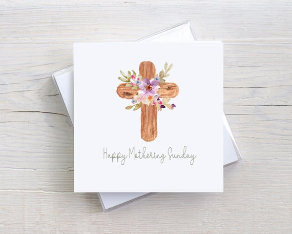 Mothering Sunday Card | Happy Mother's Day Card | Card for Mum Mom Mother Grandma Granny | Floral Cross Card