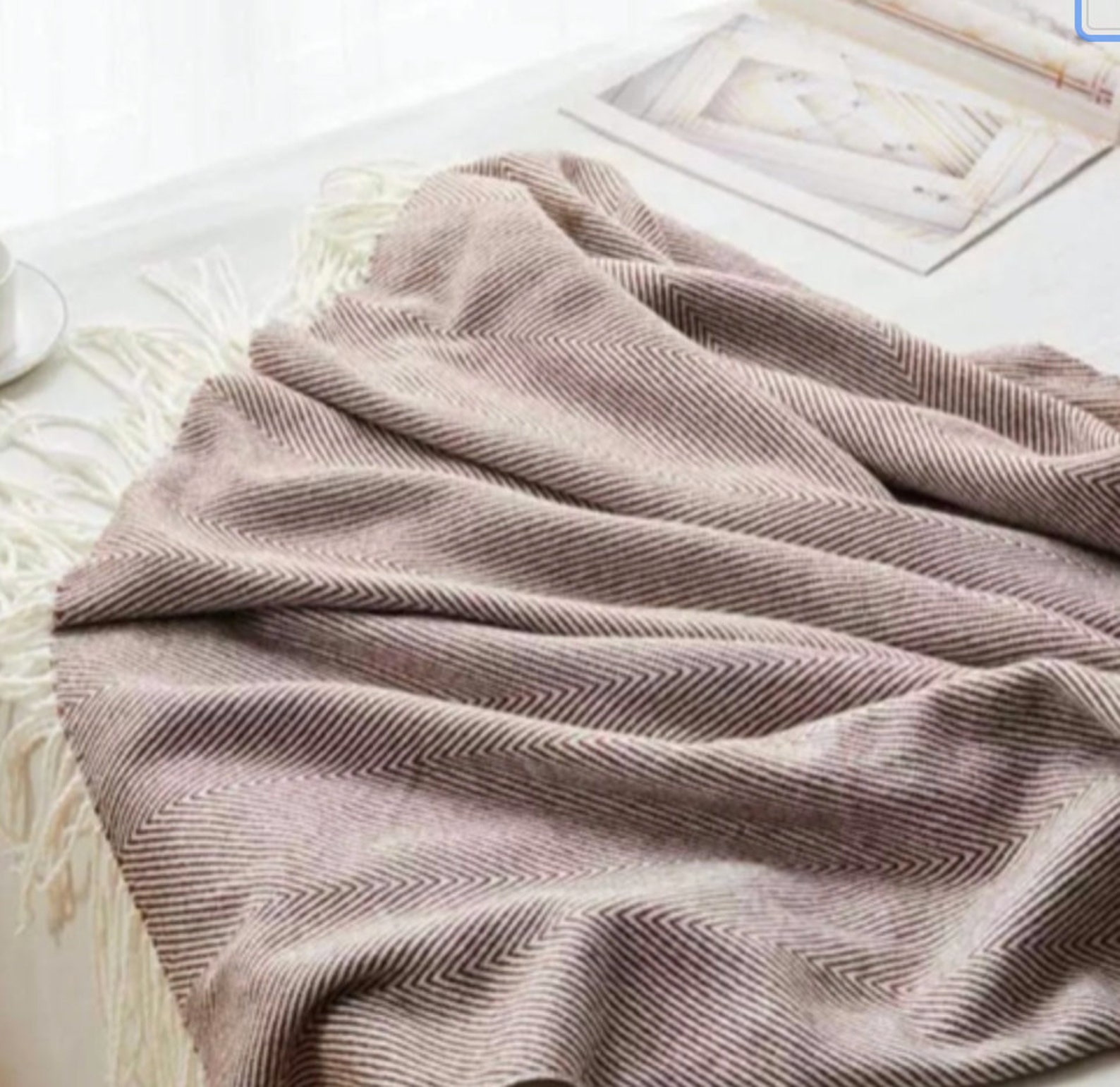 Blankets/Throws Fringed 130 X 170cm BROWN Etsy