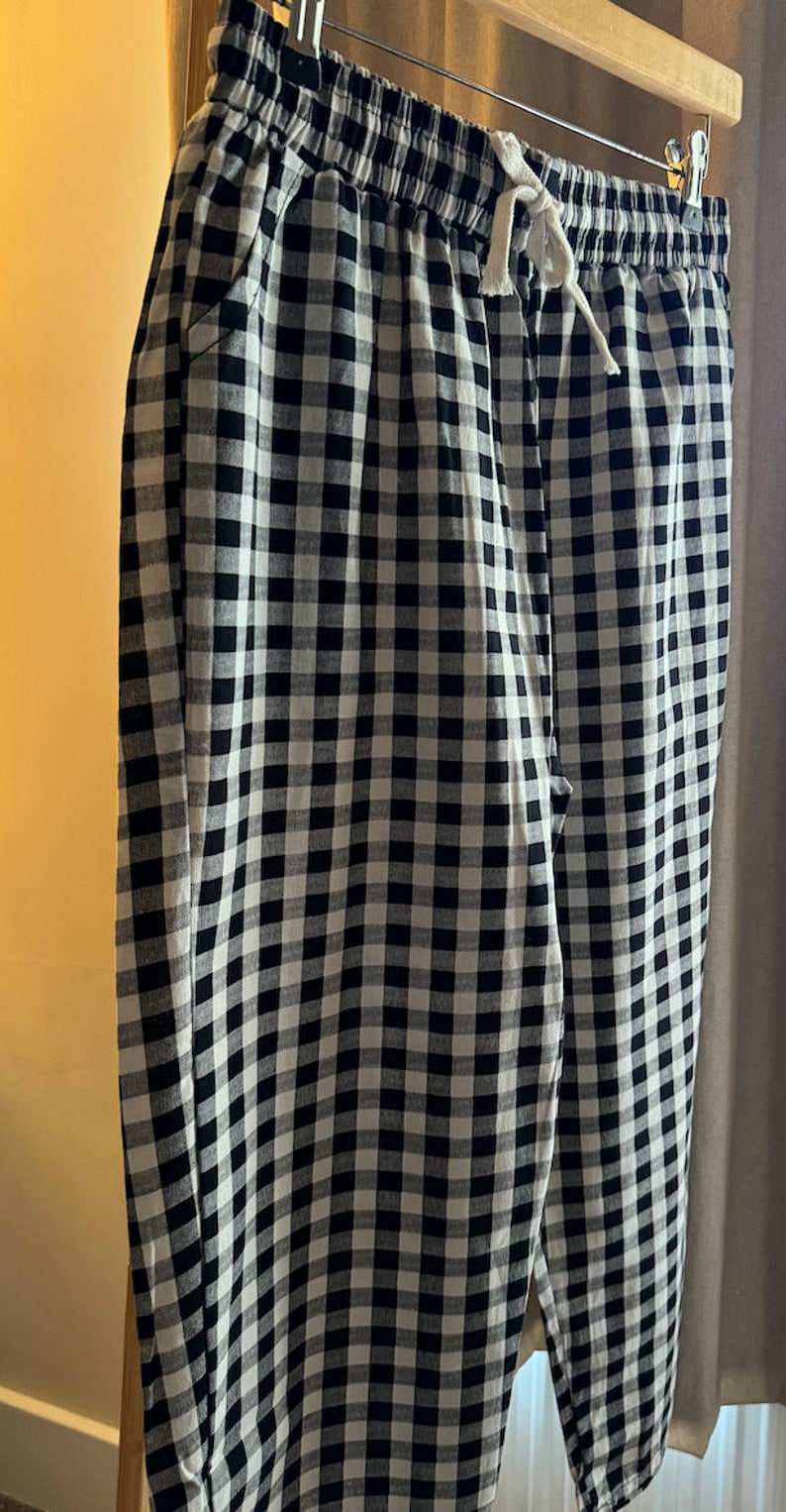 Womens/Girls Black and White Check Capri Pants Small BIG CHECK 10/12