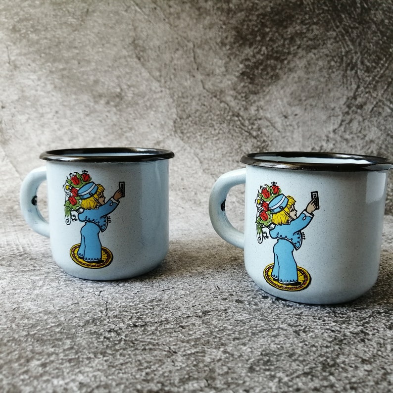 Vintage blue Enamel Mugs Vintage Camping Gift Travel Mug Etsy