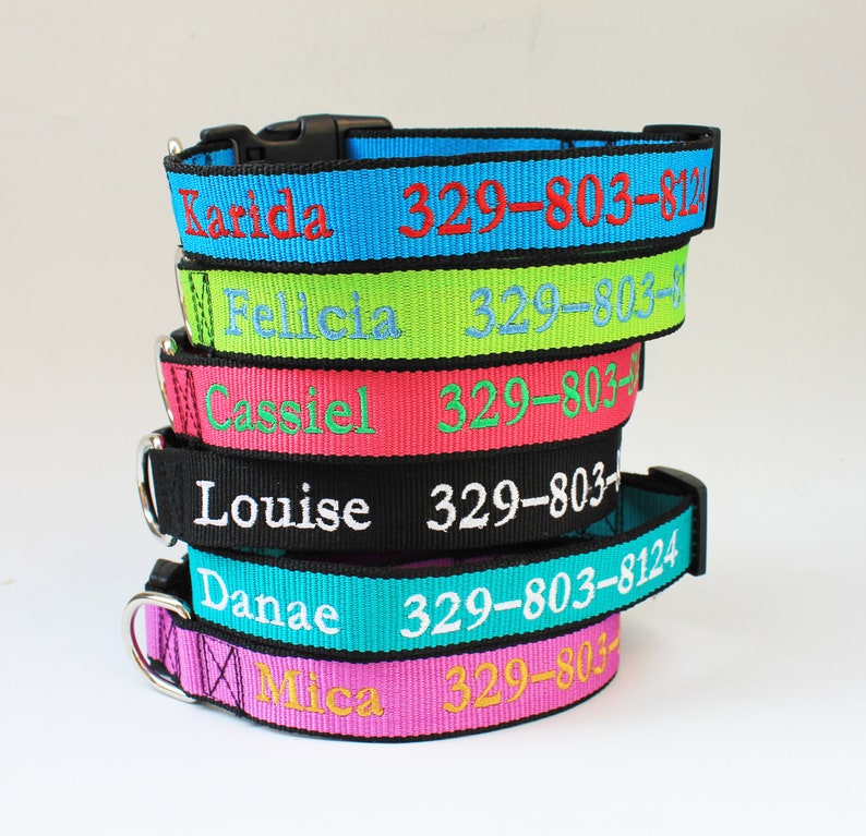 Personalized Dog Collar Leash with Name and Phone Number Etsy