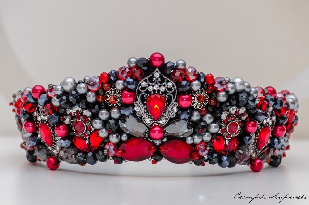 RedHot Tiara brillante peluqueo rojo bayas rusas Kokoshnik Etsy