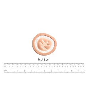 May include: A flesh-toned prosthetic wound with a raised center and a light brown border. The product is displayed on a white background with a ruler showing inches and centimeters. The text "MONSTEREX" is visible.