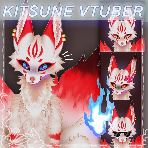 Modèle Kitsune VTuber préfabriqué (Live2D, pour usage commercial)