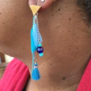 Blue Upcycled Earrings, Unique Gift for Women / 100% Hand-made