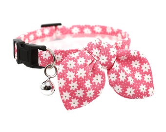 Bowtie Cat Collar - Starburst Floral Print - "Starburst Pink"