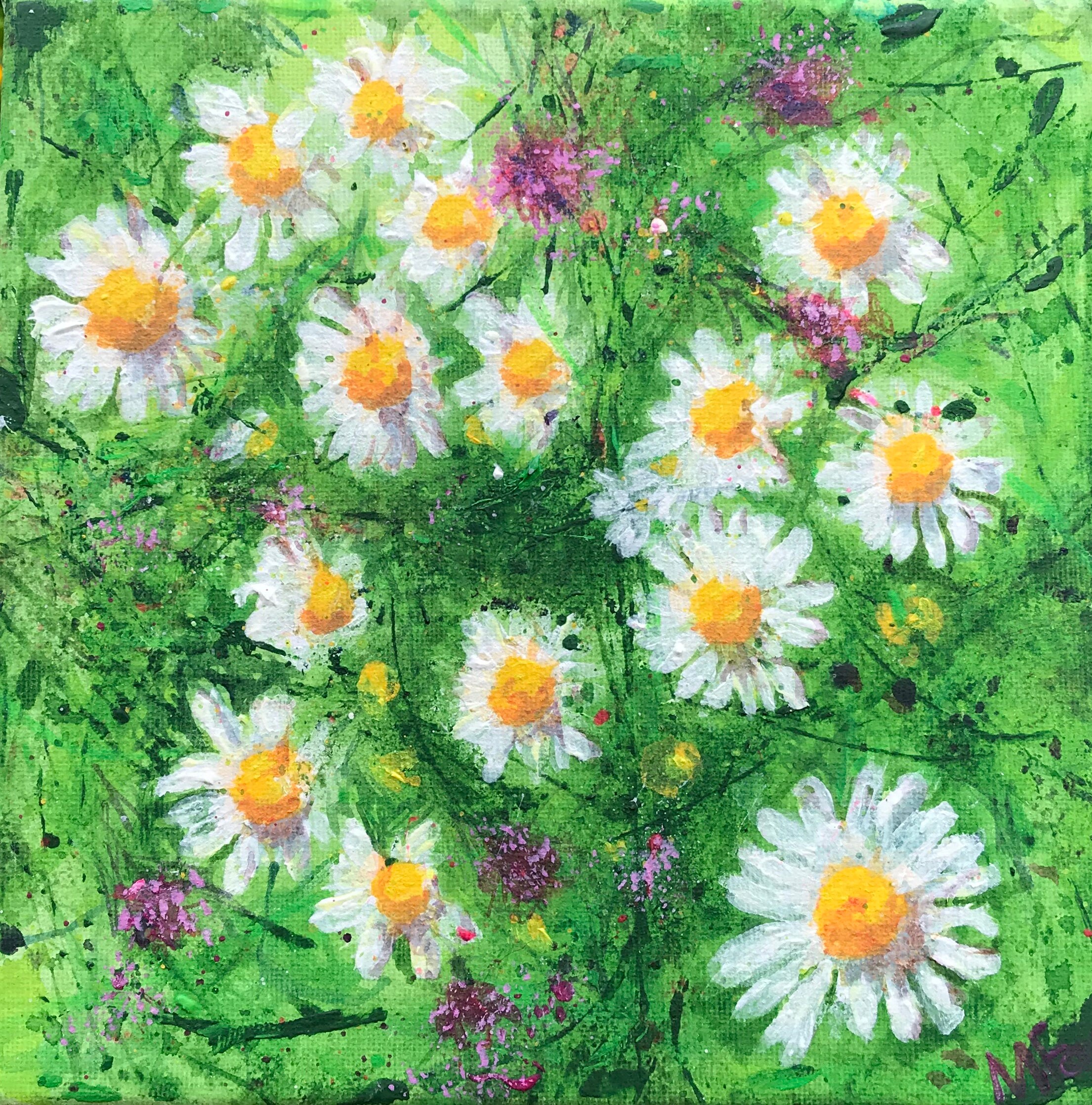 Ox eye daisies original painting | Etsy