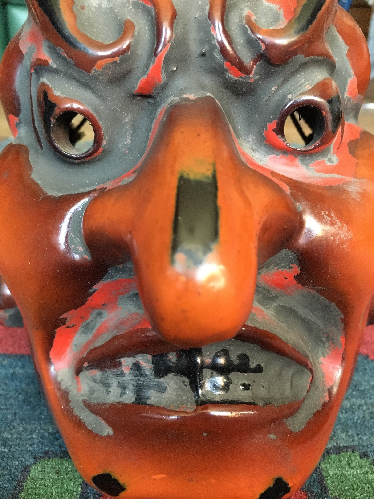 21• Japanese Vintage Demon Hannya Mask, Paper Mache 40x34 Cm - Etsy UK