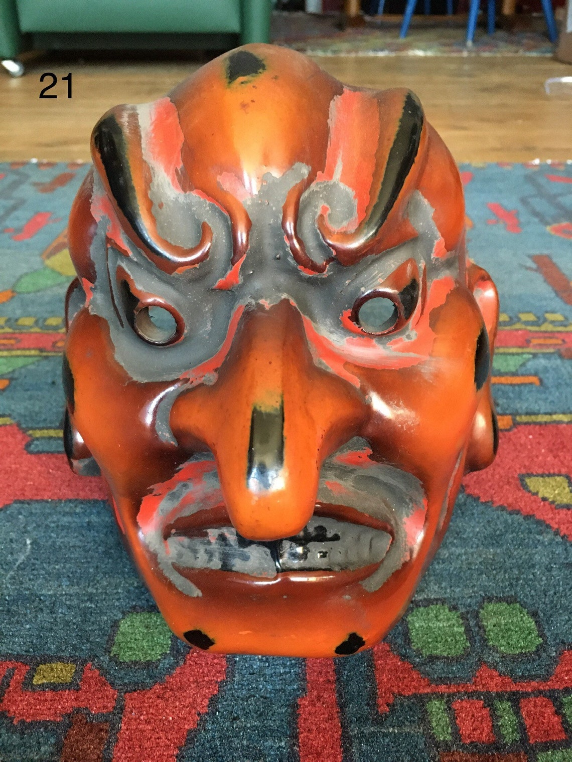 21• Japanese Vintage Demon Hannya Mask, Paper Mache 40x34 Cm - Etsy UK