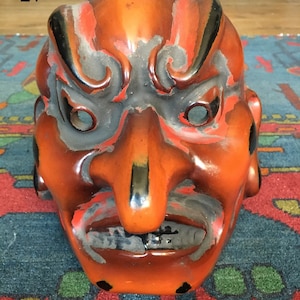 21• Japanese Vintage Demon Hannya Mask, Paper Mache 40x34 cm