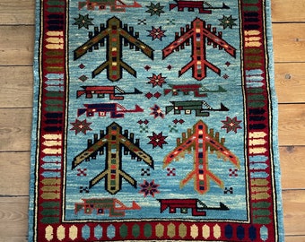 699• Tappeto di guerra afghano autentico di ottima fattura, 71x59 cm