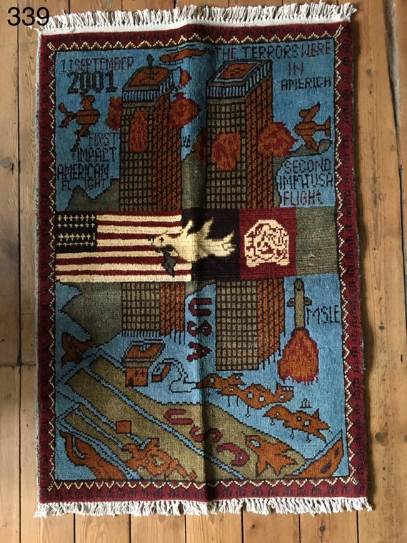 339 Beautifully Handmade Genuine Afghan War Rug 9/11 Themed - Etsy