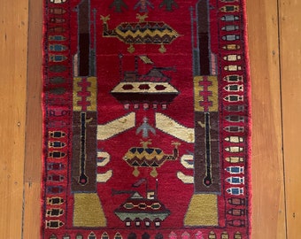 861• Tapis de guerre afghan authentique magnifiquement fait main 83 x 62 cm