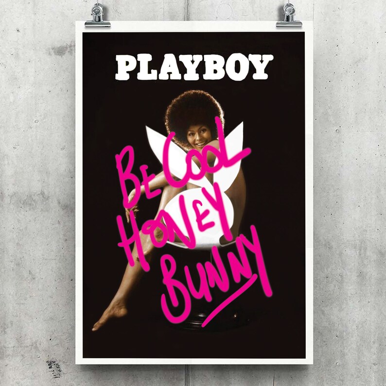Cool Vintage PLAYBOY COVER Art Print with Pink GRAFFITi Etsy