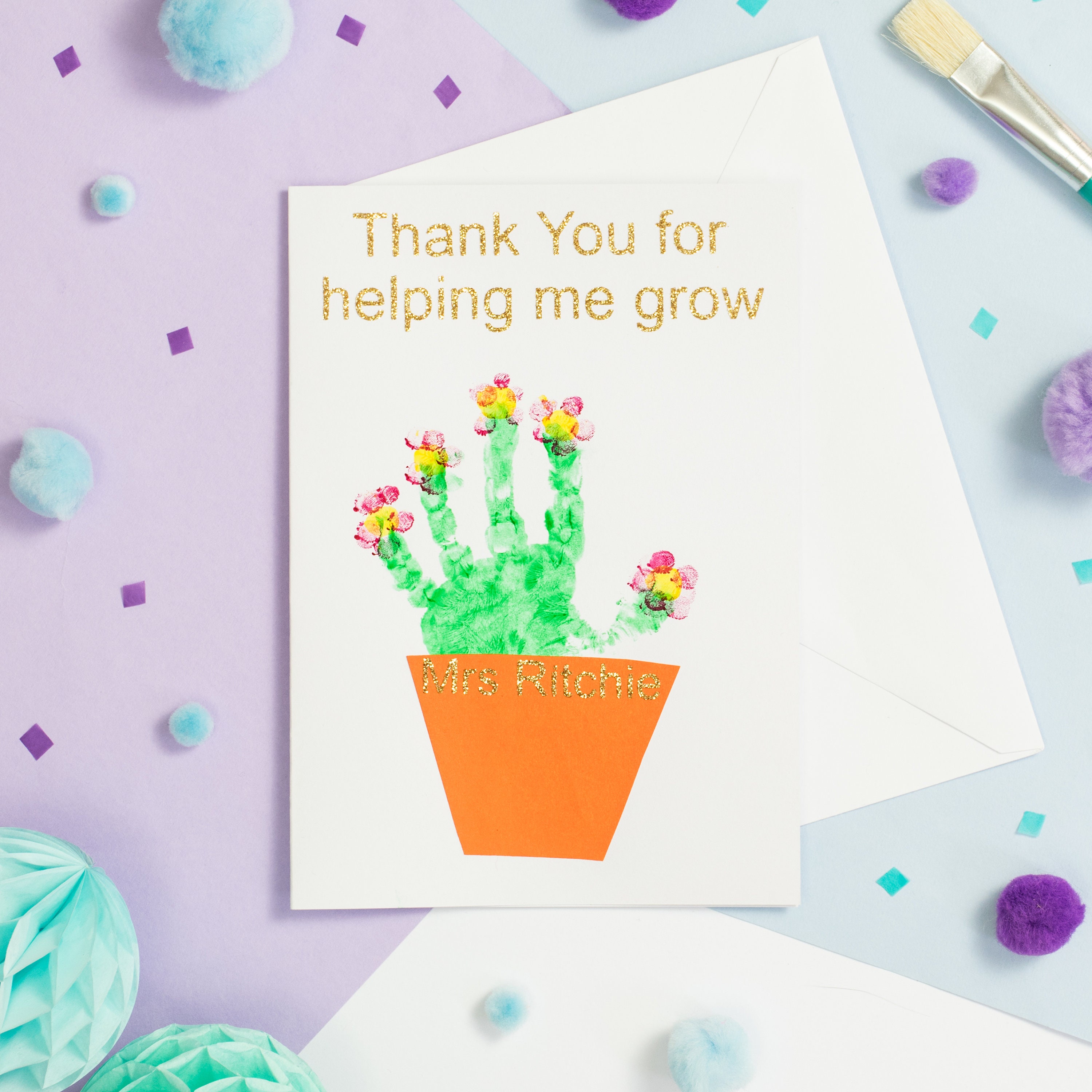 Thank You Card Handmade Handprint Card Etsy