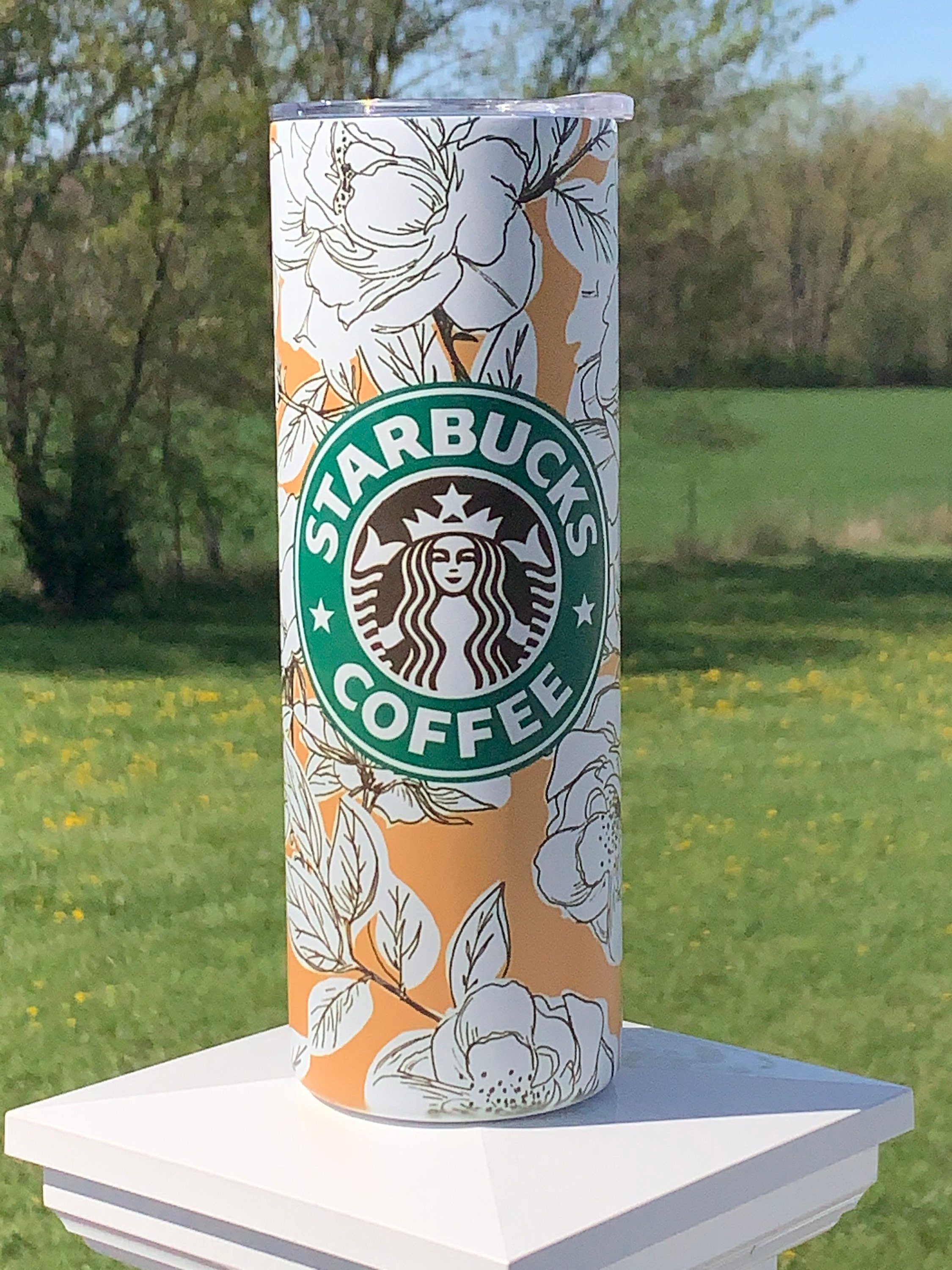 Starbucks Tumbler yellow floral Etsy