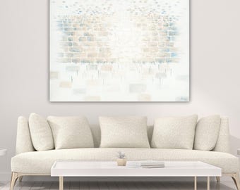 Dipinto astratto Kotel - Arte ebraica moderna neutra bianca - Stampa su tela Giclée