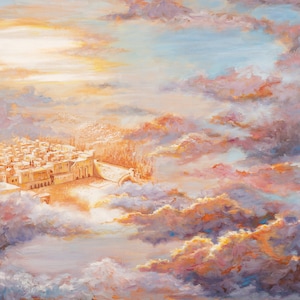 Jüdische Kunst, Kotel Malerei, Himmlisches Jerusalem, Giclée Leinwand DRUCK, Giclée-Leinwand