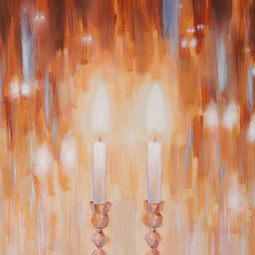 Shabbat Candles Shabbos Candlesticks Painting Shalom - Etsy