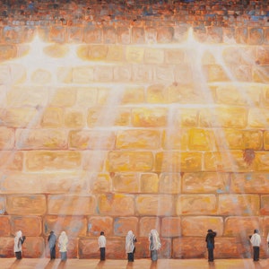 Joodse kunst kotel schilderij, Israëlisch Jeruzalem, joodse westelijke muur, judaica geschenken, Giclée canvas PRINT