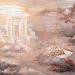 Heavenly Jerusalem Kotel Painting, Israeli Judaica, Israel Jewish Wall Art, Neutral Kosel Artwork, Giclée Canvas PRINT