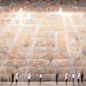 Neutral Kotel Painting, Israeli Jewish Art, Jerusalem Israel, Kosel / Wailing Wall Judaica, Jewish Gifts, Giclée PRINT on Canvas