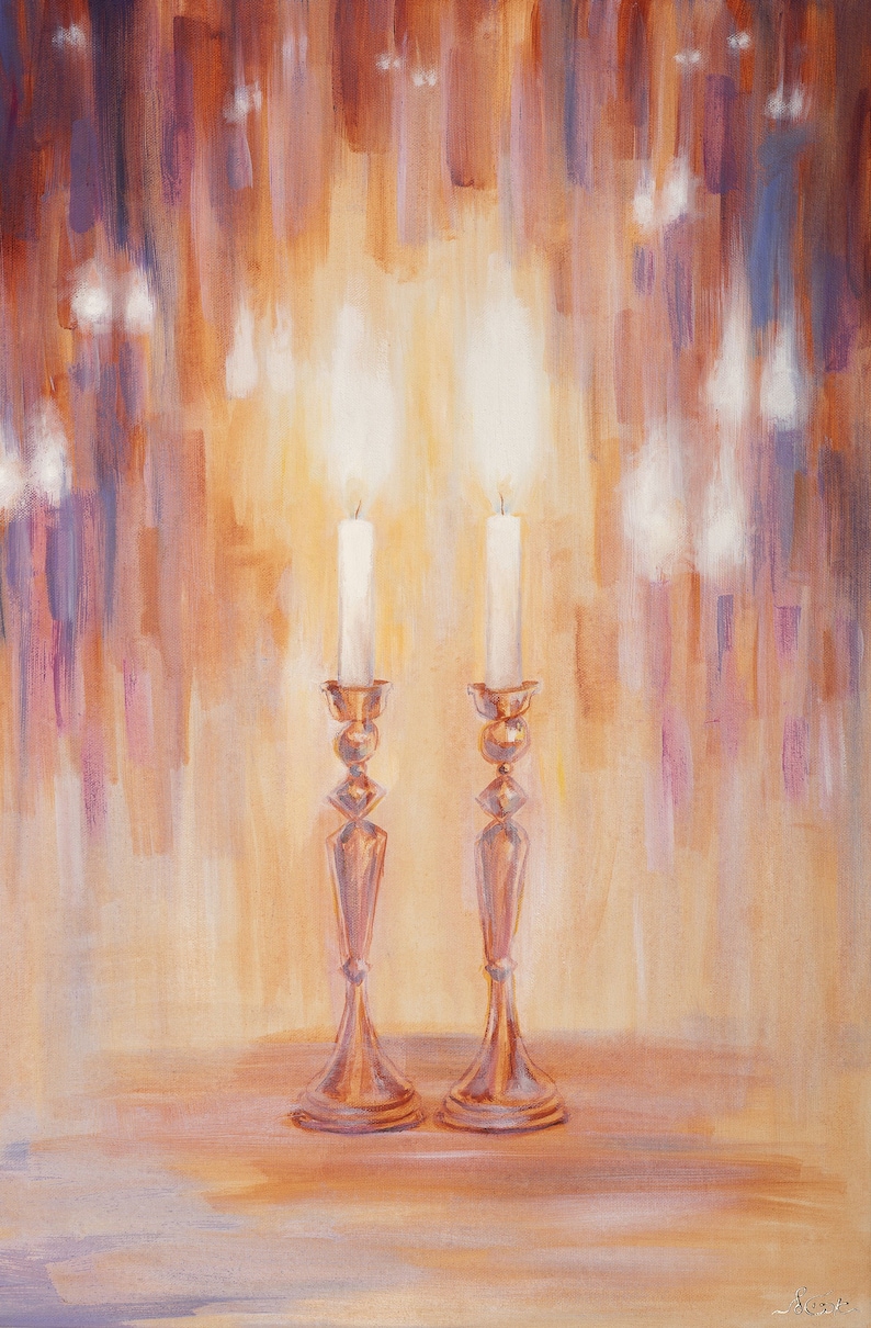 Shabbat Candlesticks Painting Shabbos Candle Lighting Etsy Canada
