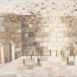 Abstrakte Kotel Malerei, Neutrale jüdische Kunst, Kosel-Klagemauer, Jerusalem Israel, Judäische Giclée Leinwand DRUCKEN