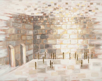 Stampa giclée del Muro Occidentale di Kotel: arte ebraica astratta neutra