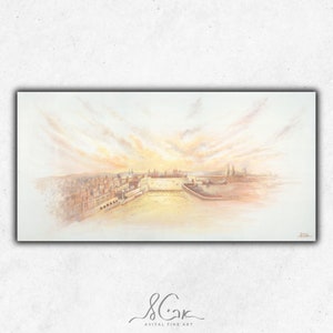Panoramic Kotel Print - Western Wall - Neutral Jewish Art - Israel Jerusalem Painting - Kosel Judaica - Wailing Wall Artwork - Giclée Canvas