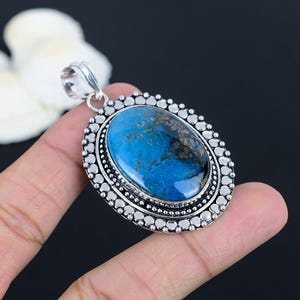 Blue Azurite 925 Sterling Silver Pendant - Handmade Designer Gemstone