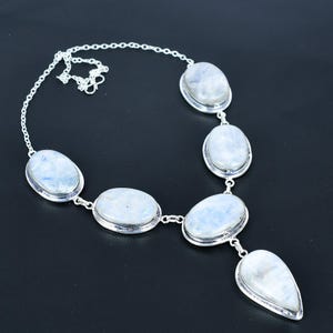 Moonstone Pendant, 925 Sterling Silver Pendant, Flashy Rainbow Moonstone Necklace, Blue Flash Moonstone Necklace, Christmas Gift For Woman