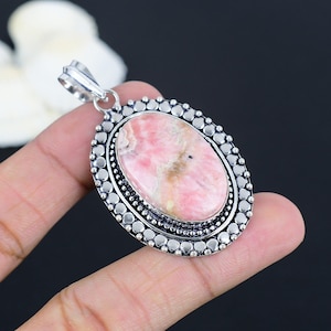 Natural Rhodochrosite Pendant 925 Sterling Silver Pendant Pink Rhodochrosite Gemstone Handmade Pendant Designer Silver Pendant Gift For Love