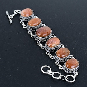Beautiful Sunstone Bracelet 925 Sterling Silver Bracelet Sunstone Gemstone Handmade Bracelet Blue Sunstone Bracelet Gift For Anniversary