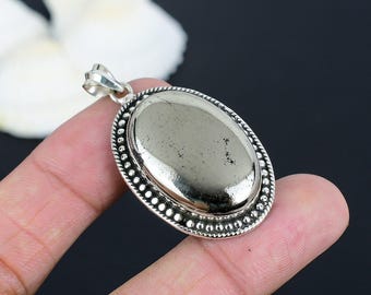Golden Apache Pyrite Pendant: Handmade 925 Sterling Silver