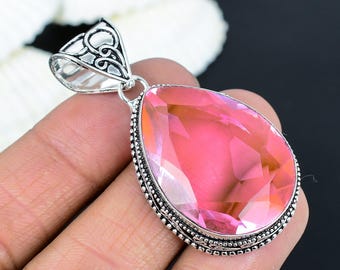 Pear Shape Pink Kunzite Pendant: 925 Sterling Silver