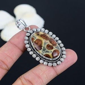 Handmade Asteroid Jasper Pendant: Oval 925 Sterling Silver