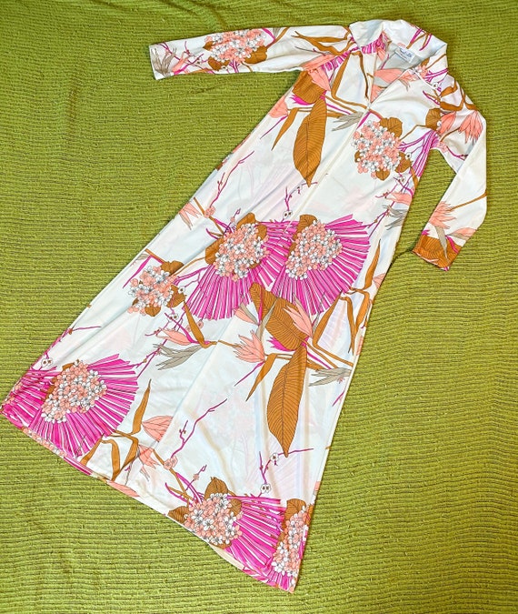 70s sheer maxi dress with front zipper