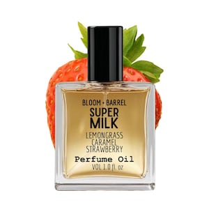 Super (Duper) Milk Perfume Oil Roll-on: Caramel, Strawberry & Lemongrass Scent - Vegan Gourmand Fragrance