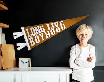 Long Live Boyhood Felt Pennant Flag, Nursery Room Decor